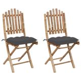 vidaXL Chaise de jardin Siège capitonné Bambou Anthracite (2 pièces)