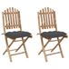vidaXL Chaise de jardin Siège capitonné Bambou Anthracite (2 pièces)