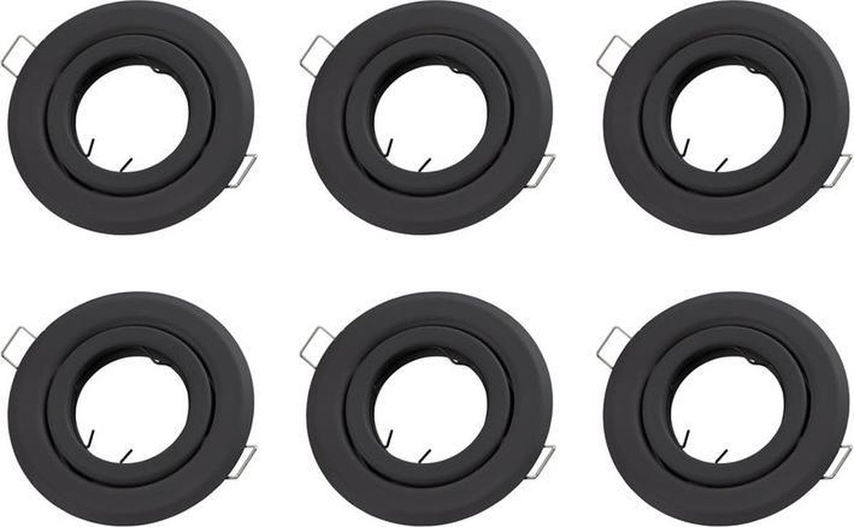 Groenovatie Inbouwspot - Rond - Kantelbaar - Mat Zwart - 6-Pack