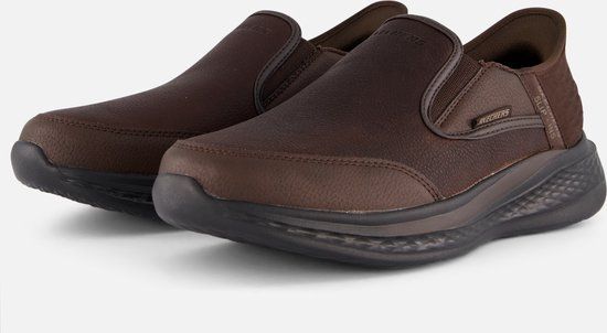 Skechers Slade - Cooper Heren Instappers - Donkerbruin - Maat 43 - Leer