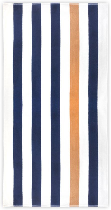 THE ONE Strandlaken Stripe 90x190cm White/Navy/Gold