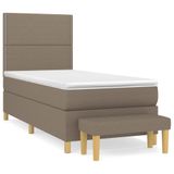 vidaXL Boxspringbed met matras, taupe, 90x190 cm, gestoffeerd