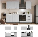 Vicco Complete keukeneenheid Fame-Line, Wit Landhuis/Antraciet, 230 cm, WB Marmer