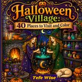 Halloween Village: 40 Places to Visit and Color: A Cozy Gothic Adult Coloring Book of Haunted Shops, Witchy Homes, Spooky Streets and Enchanting Halloween Scenes