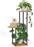 Merkloos support de plantes en métal à 3 niveaux pour intérieur et extérieur - noir