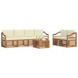 vidaXL - Buiten - bank - set - 7 - st - Natuurlijk - en - Crème - Massief - Acacia - Hout