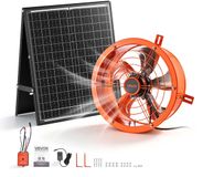 VEVOR Gevelventilator 30,5 cm, Zolderventilator op Zonne-Energie, 1529,1 m³/U, Oranje, 3-in-1 Ventilatie, Koeling en Ontvochtiging voor Zolders, Kassen en Opslagruimtes, Stalen Behuizing, met Thermostaat en 35W Zonnepaneel