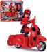BANDAI Miraculous Switch'n Go Trottinette avec poupée Ladybug Lucky Charm, 26 cm, figurine, rouge et noir