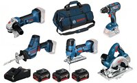 Bosch 5 Toolkit 18V Li-Ion accu 5-delige Combiset (3x 4.0Ah accu) in tas