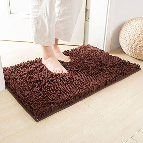 Shaggy Chenille badmat, zacht en absorberend antislip