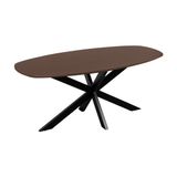 QUVIO Eettafel Sofia - Deens ovaal - 160x90 cm - Stalen kruispoot - FSC®-gecertificeerd mangohout - Bruin