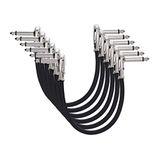 Voor Amazon Basics Hulppatchkabels voor gitaren, effecten, microfoons, mixers, versterkers en andere, 6,35 mm haakse stekker, blokkeert interferentie, 6 stuks, 1 verpakking, 15 cm, zwart