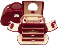 Windrose Merino Sieraden & Juwelendoos - Imitatieleer - Rood