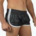 MenSexyWear Short Imitation Cuir SPORTS LINE Noir-Blanc