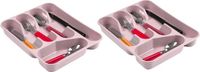 PLASTICFORTE Bestekbak/bestekhouders 5-vaks roze - 27 x 34 x 5 cm - Keuken opberg accessoires