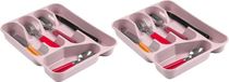 PLASTICFORTE Bestekbak/bestekhouders 5-vaks roze - 27 x 34 x 5 cm - Keuken opberg accessoires