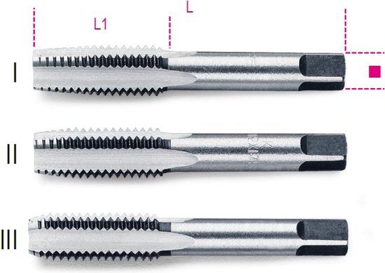 Beta Handtappen, grove spoed, metrische draad verchroomd staal 430 2