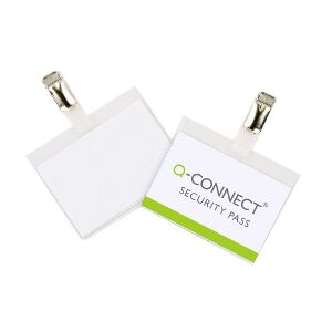 Q-CONNECT Badge with Clip - 90 x 60 mm - White - 25/Pack