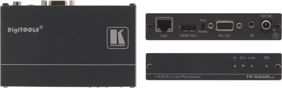 Kramer Electronics TP-580RXR audio/video extender AV-receiver Zwart