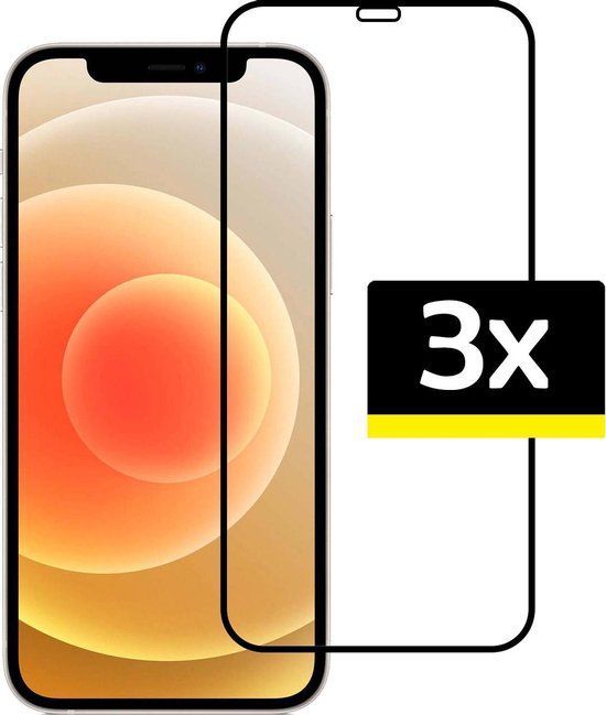 LUQ Screenprotector voor iPhone 12 - Glas - Full Cover - 3 stuks