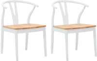 vidaXL Eetkamerstoel 2 st massief rubberhout wit en natuurlijk