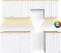 Vicco Bloc cuisine Bergamo Blanc 240 cm, WB Goldkraft avec bande LED, Modèle 51926