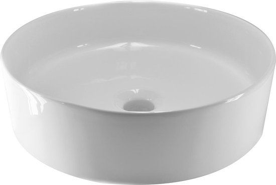 Wiesbaden Link Opzetwastafel Rond 40x14,5 cm - Wit - Keramiek