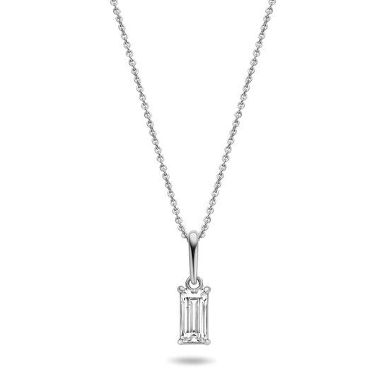 New Bling 14K Witgouden Ketting met Zirkonia Hanger - 45cm