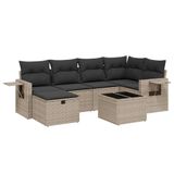 vidaXL 6-delige Loungeset met kussens, polyrattan, grijs