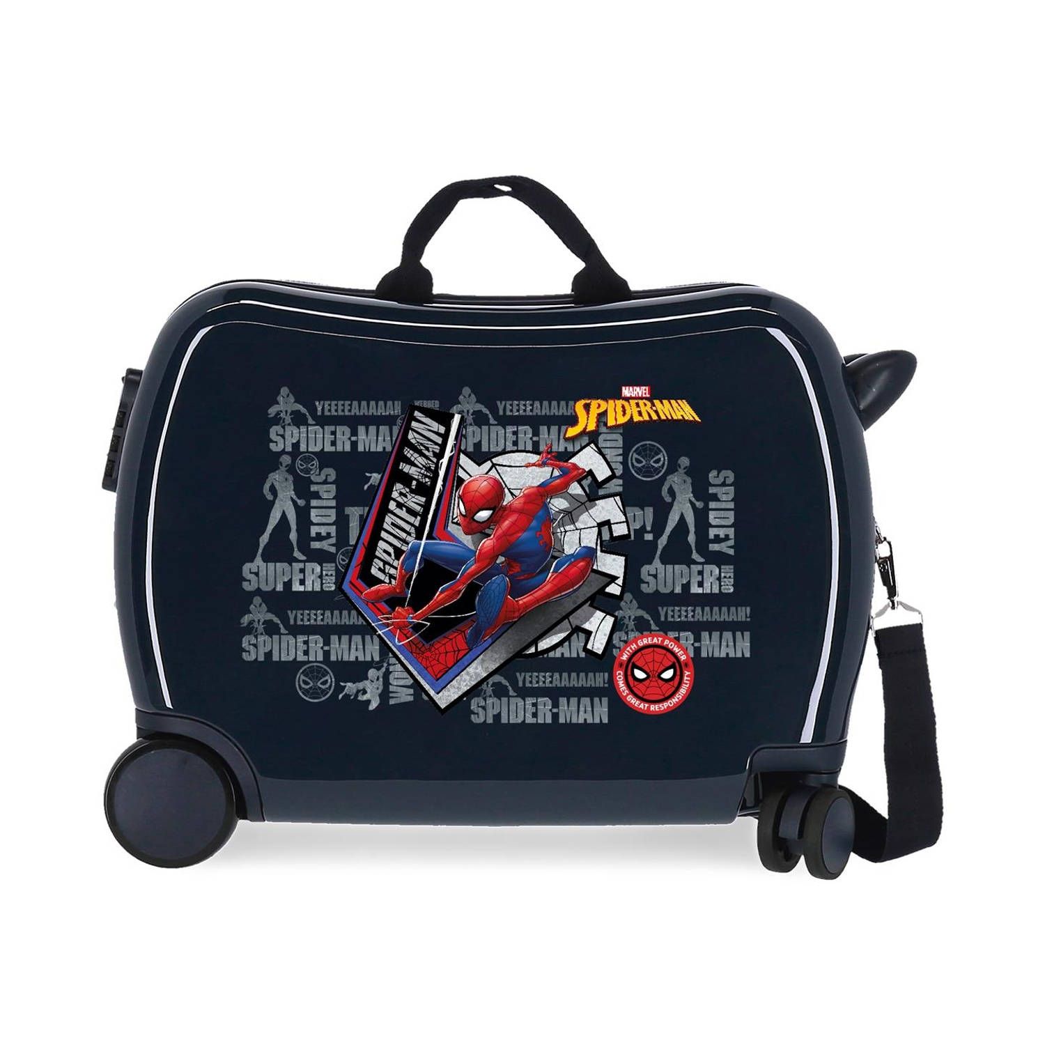 Marvel Spiderman ABS Rolling Suitcase 4W - Great Power Navy
