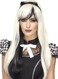 Fancy Smiffys Deluxe Gothic Alice Pruik - Wit/Zwart