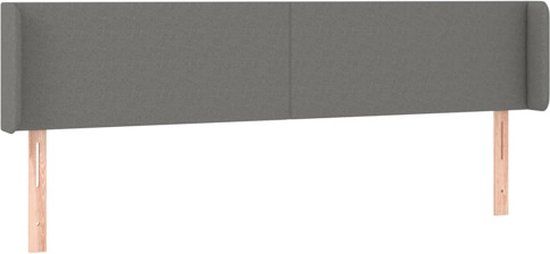 vidaXL Hoofdbord met randen 203x16x78/88 cm stof donkergrijs