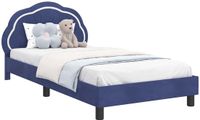 vidaXL Kinderen Bedframe met Hoofdboard Politieblauw 90 x 200 cm
