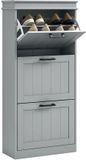 HOMCOM Opklapbare schoenenkast - MDF - 54x24x117,5cm - Grijs