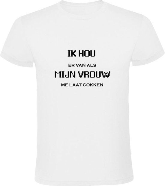 Sol's Ik hou er van als mijn vrouw me laat gokken Heren T-shirt - Wit - Katoen - Maat S