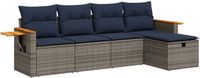 vidaXL 5-delige Loungeset met kussens poly rattan grijs