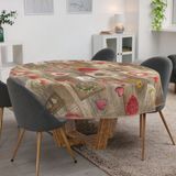ANRO Tafelkleed Harten Bruin Rond Ø140cm