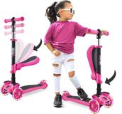 Hurtle Kinderstep - 3 Lichtgevende LED Wielen - Opvouwbare Scooter met Verstelbare Hoogte, Antislip Platform - Roze