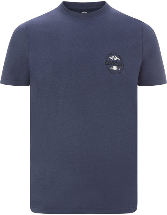 Jan Vanderstorm heren T-shirt - 64/66 - blauw - Katoen - Ronde hals - Korte mouw - Loose Fit - Casual