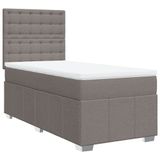vidaXL Boxspringbed met matras, taupekleurig, 140x200 cm, met stoffen bekleding