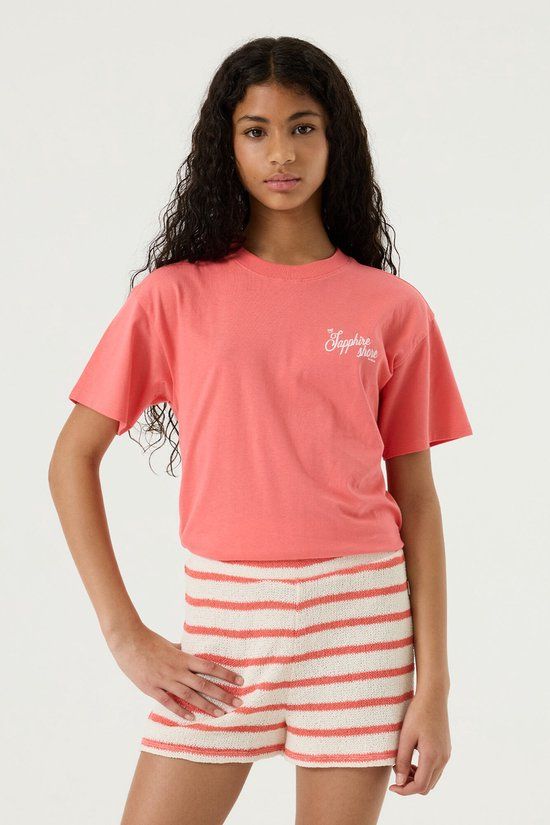 Garcia Meisjes Print T-shirt Roze Korte mouw