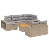 vidaXL Ensemble de jardin 11 pièces avec coussins, polyrotin, beige