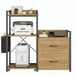 IDEALHOUSE Aktenrek met 2 laden en open rek, voor DIN A4/briefformaat, ruime printerkast met stroomaansluiting (2 AC en USB), RGB-ledverlichting, metalen frame en houten panelen, voor kantoor en