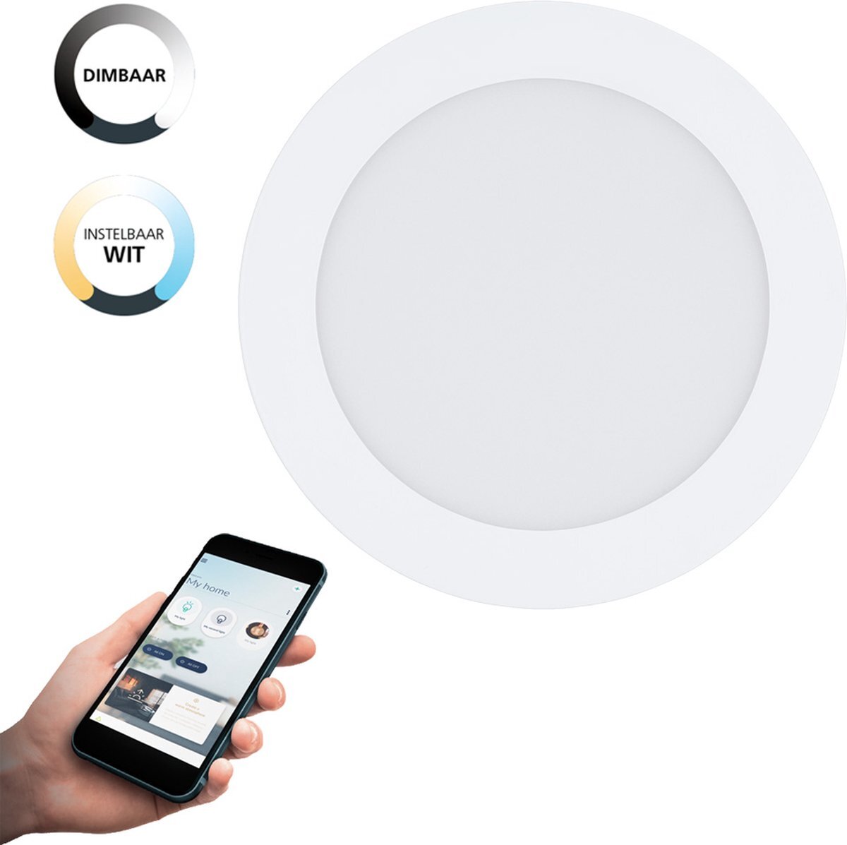 EGLO Connect EGLO connect.z Fueva-Z Smart Inbouwlamp - Ø 16,5 cm - Wit - Instelbaar wit licht - Dimbaar - Zigbee