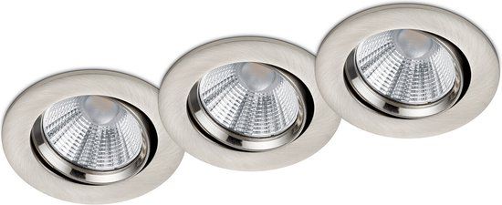 Qualu Torna Paniro LED Spot - 3 Pack - Round - 5W - Dimmable - Warm White 3000K - Nickel - Ø80mm