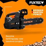 FUXTEC FX-KS226 Benzine Kettingzaag – 25,4cc 2-takt – 30 cm Zaagblad – Top Handle 1-handszaag – Licht & Compact – Black Edition