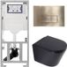Geberit QeramiQ Dely Toiletset - Diepspoel - Rimless - Geberit UP320 Inbouwreservoir - Softclose Toiletzitting - Geborsteld Messing Bedieningsplaat