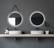 Talos Decoratieve ronde wandspiegel met indirecte LED-verlichting in mat wit Ø 50 cm