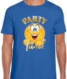 Bellatio Decorations Verkleed T-shirt voor heren - party time emoji - blauw - Koningsdag/themafeest XL