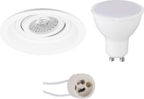 BES LED LED Spot Set - Pragmi Domy Pro - GU10 Fitting - Inbouw Rond - Mat Wit - 6W - Natuurlijk Wit 4200K - Verdiept - Kantelbaar - Ã˜105mm